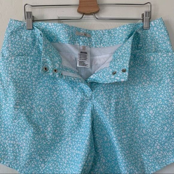 Adidas Teal Blue Abstract Golf Athletic Shorts Size 14 Athleisure - Picture 4 of 6